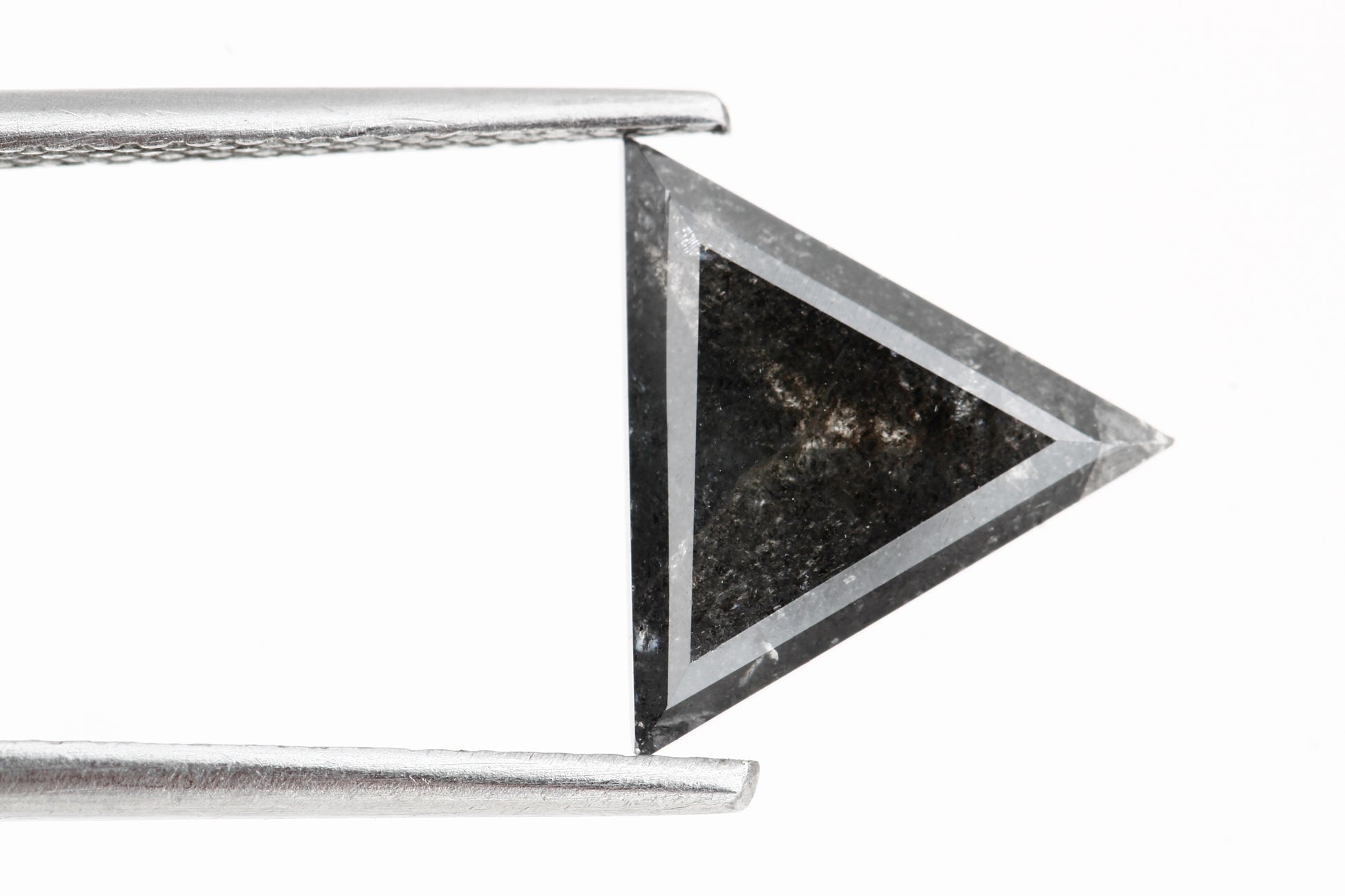 1.69 Carat 9.17 MM Natural Fancy Gray Triangle Salt and Pepper Diamond - Blackdiamond