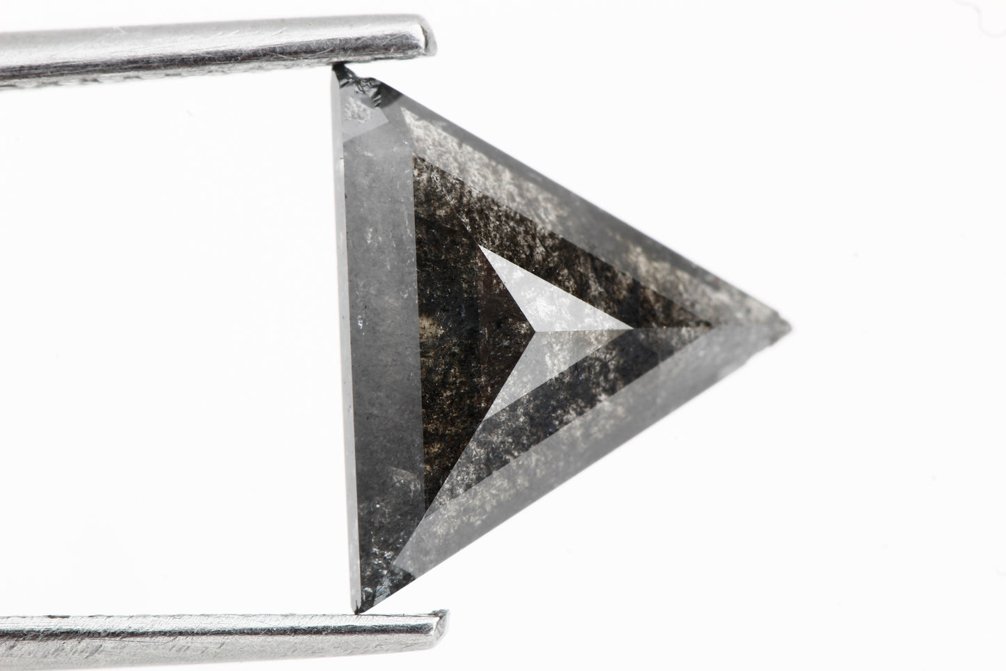 1.69 Carat 9.17 MM Natural Fancy Gray Triangle Salt and Pepper Diamond - Blackdiamond