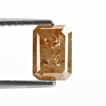 1.06 Carat 7.22 MM Natural Emerald Cut Rustic Orange Loose Diamond - Blackdiamond