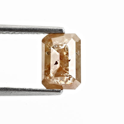 1.06 Carat 7.22 MM Natural Emerald Cut Rustic Orange Loose Diamond - Blackdiamond