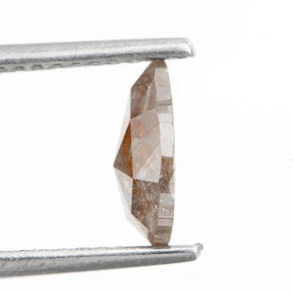 0.88 Carat Natural Pear Rose Cut Orange Gray Rustic Diamond