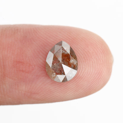 0.88 Carat Natural Pear Rose Cut Orange Gray Rustic Diamond