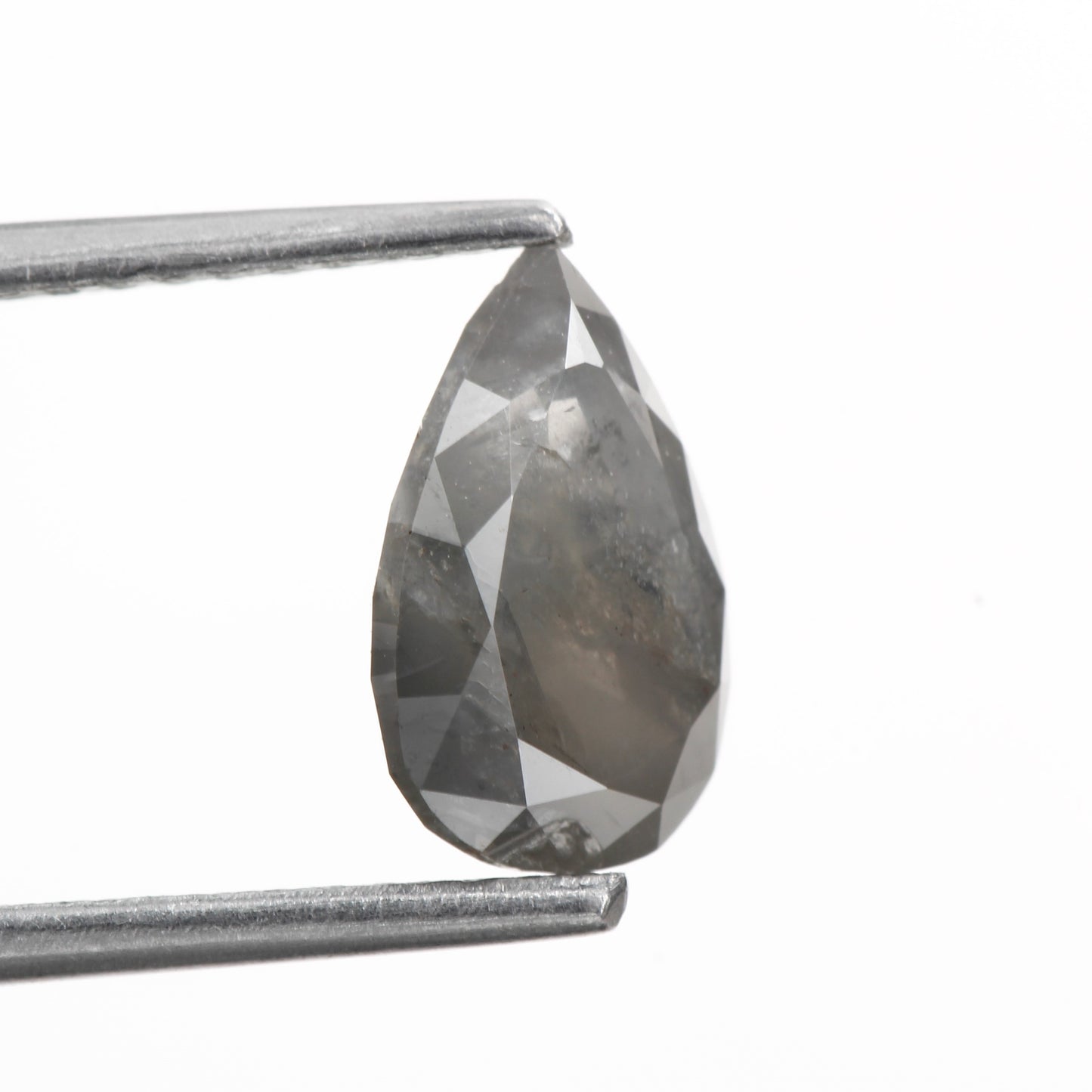 1.56 Carat Salt and Pepper Diamond Gray Pear Rose Cut SDM2983