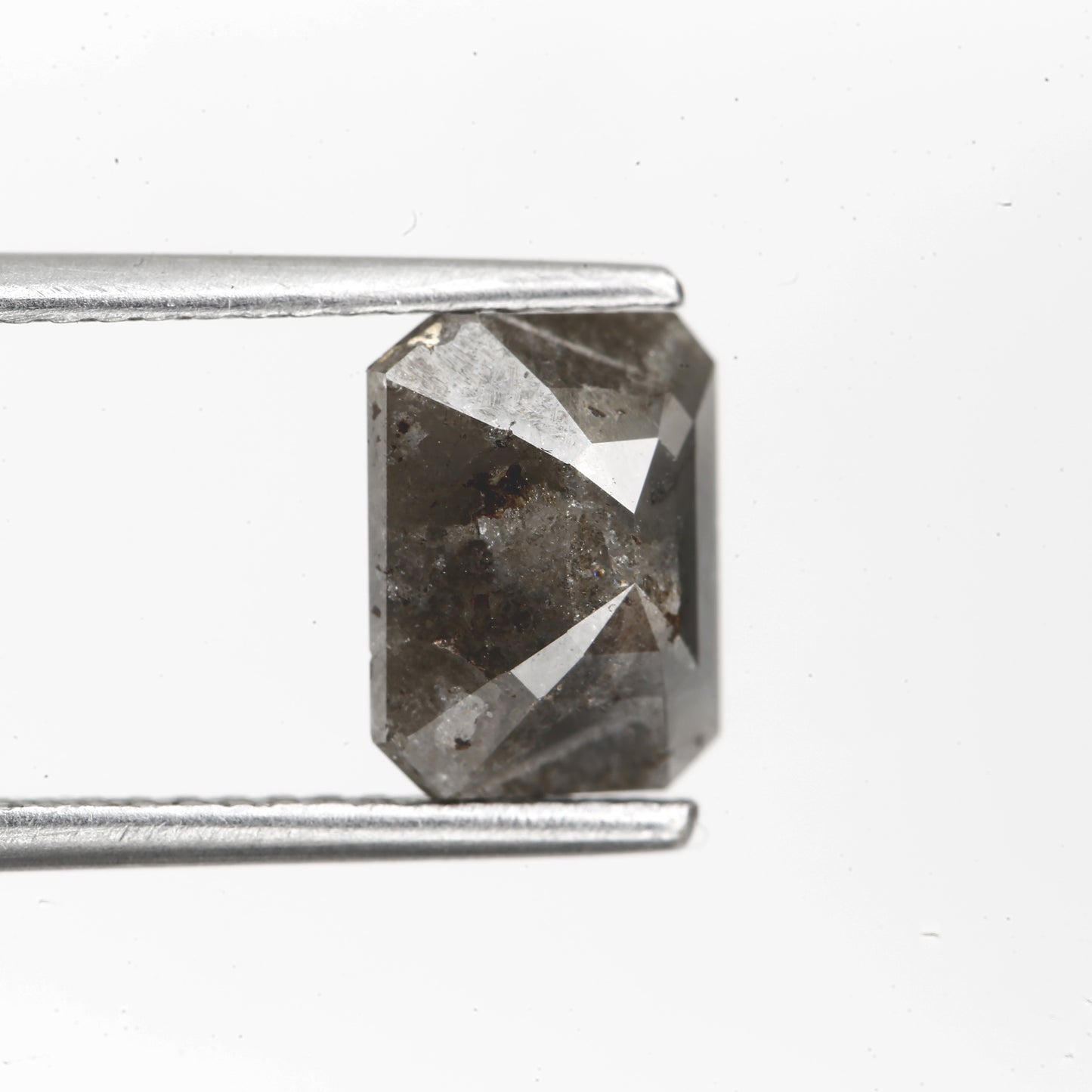 2.09 Carat 8.20 MM Natural Gray Rustic Emerald Cut Loose Diamond - Blackdiamond