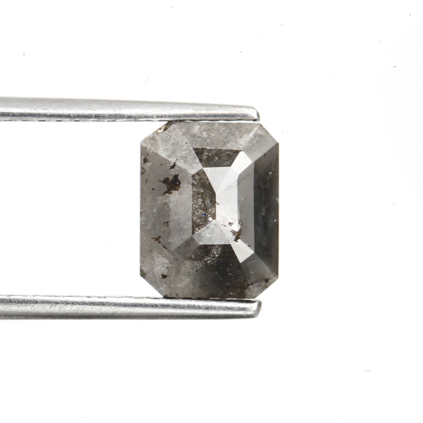 2.09 Carat 8.20 MM Natural Gray Rustic Emerald Cut Loose Diamond - Blackdiamond