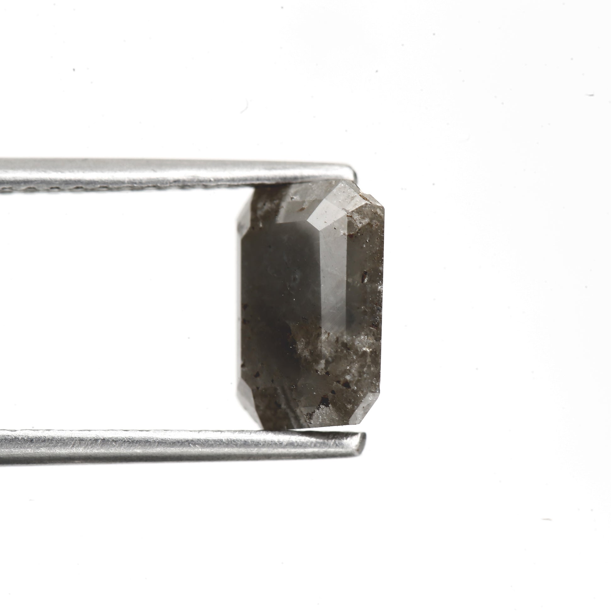 2.09 Carat 8.20 MM Natural Gray Rustic Emerald Cut Loose Diamond - Blackdiamond