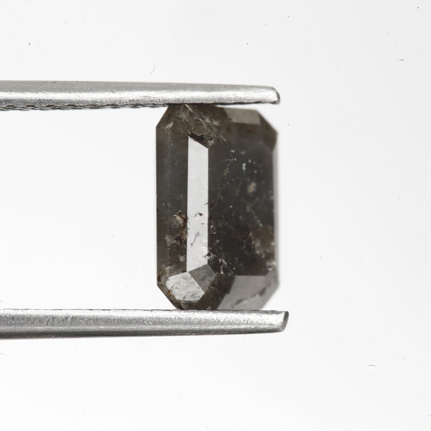 2.09 Carat 8.20 MM Natural Gray Rustic Emerald Cut Loose Diamond - Blackdiamond