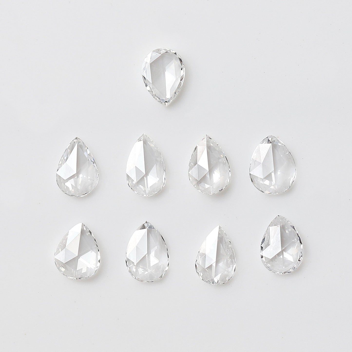 1.04 Carat White Pear Rose Cut FG Color VS Clarity 9 PCS