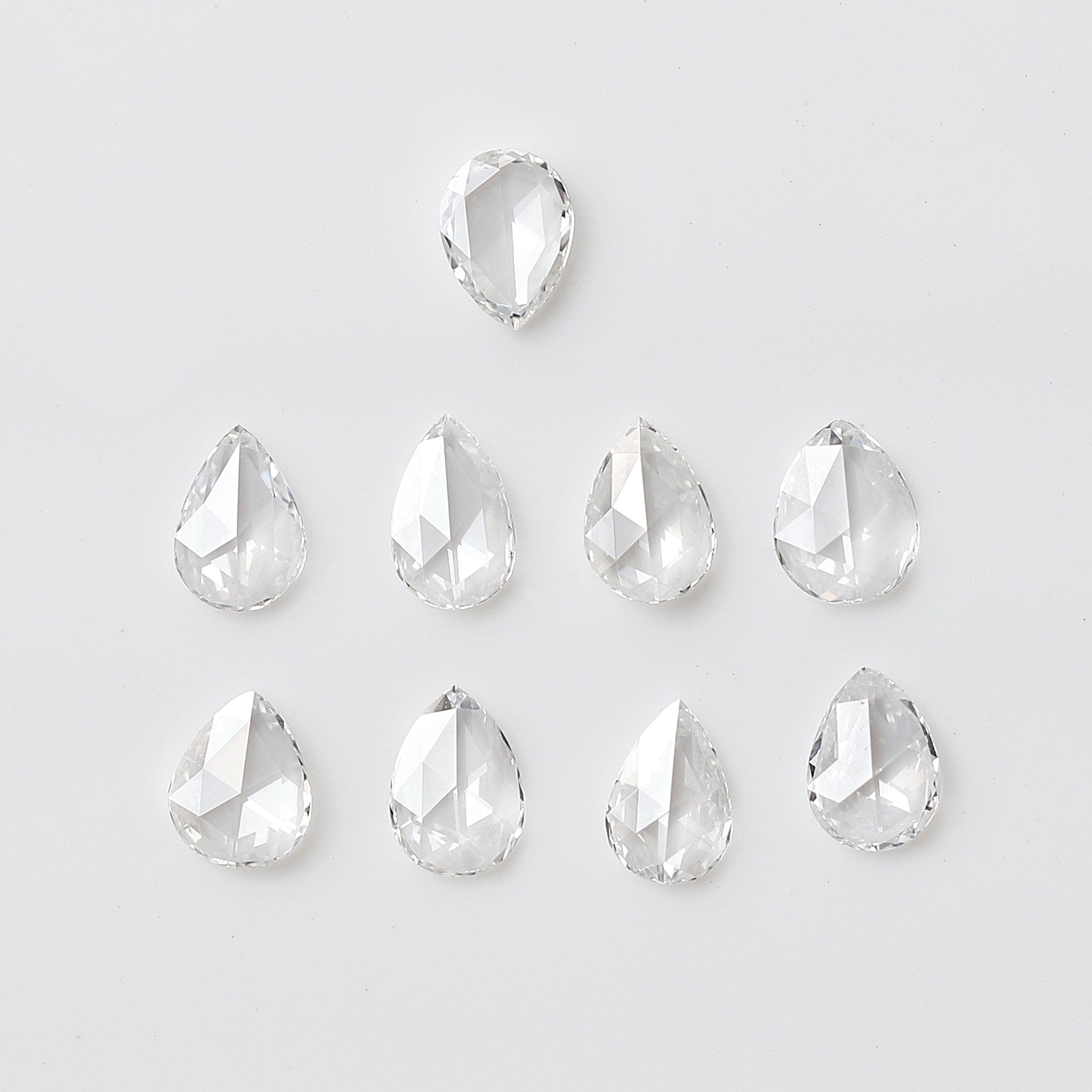 1.04 Carat White Pear Rose Cut FG Color VS Clarity 9 PCS