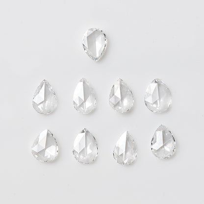 1.04 Carat White Pear Rose Cut FG Color VS Clarity 9 PCS