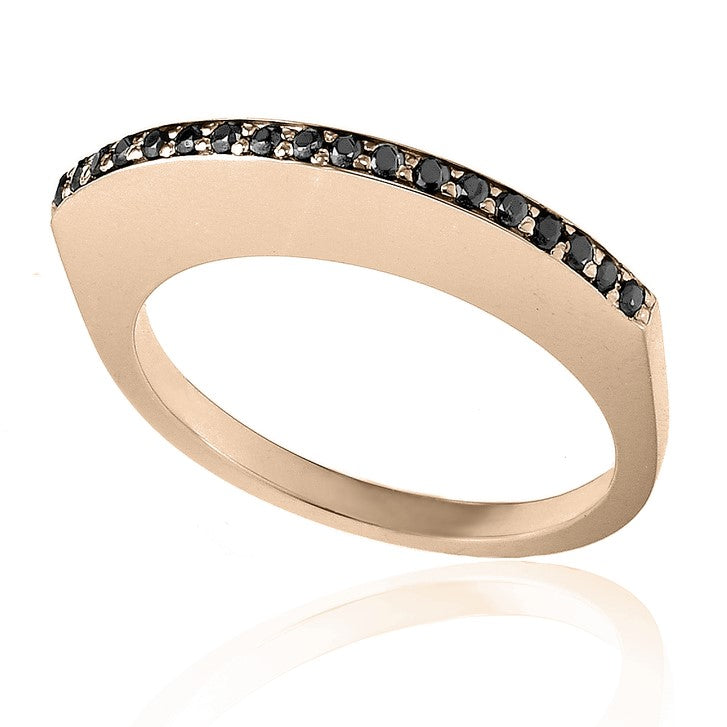 Curve Round Black Diamond Band 14k Yellow Gold - Blackdiamond