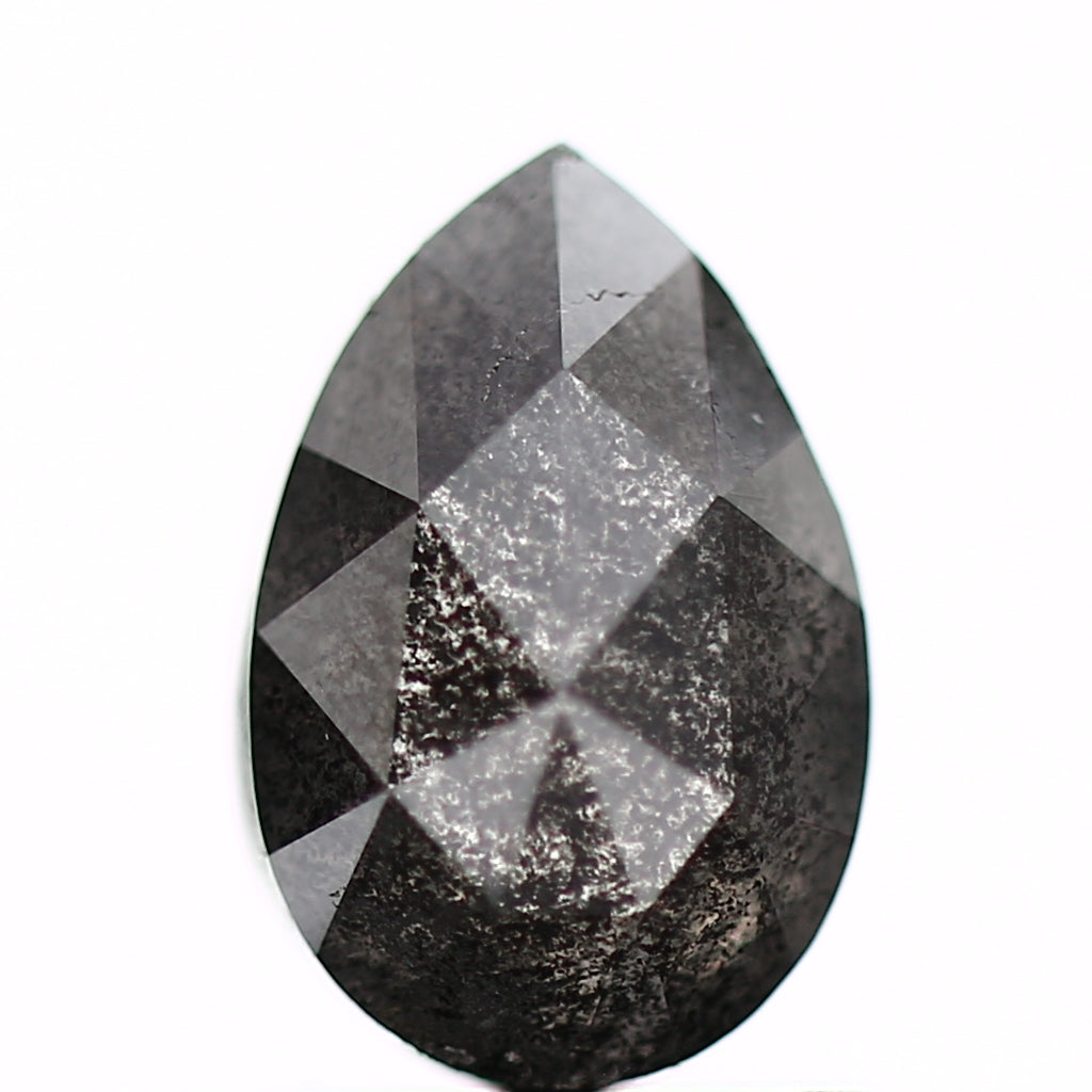 1.43 Carat Natural Fancy Rose Cut Pear Gray Black Diamond SDM964