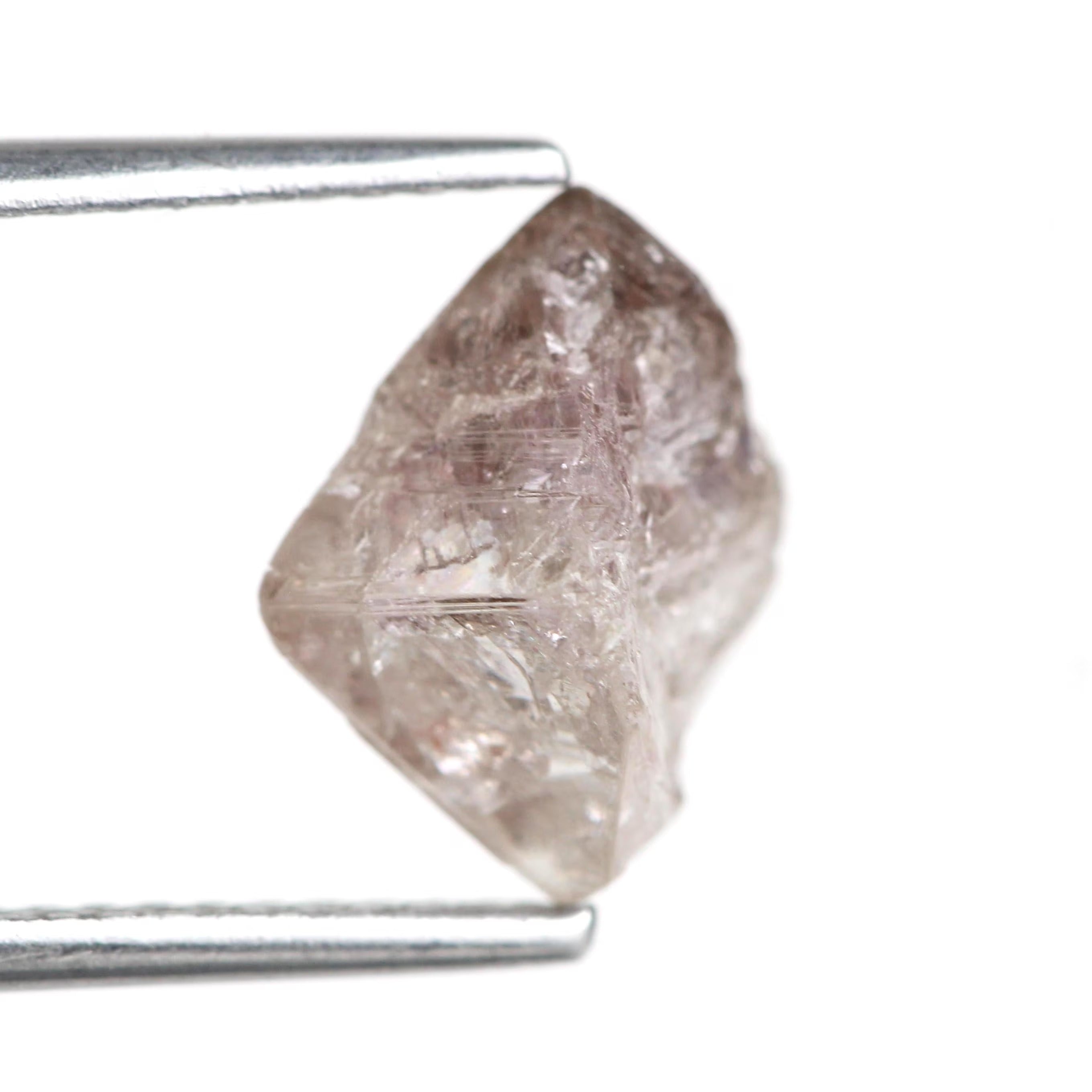 3.15 Carat Natural Light Purple Pink Octahedron Rough Diamond 8.1 MM