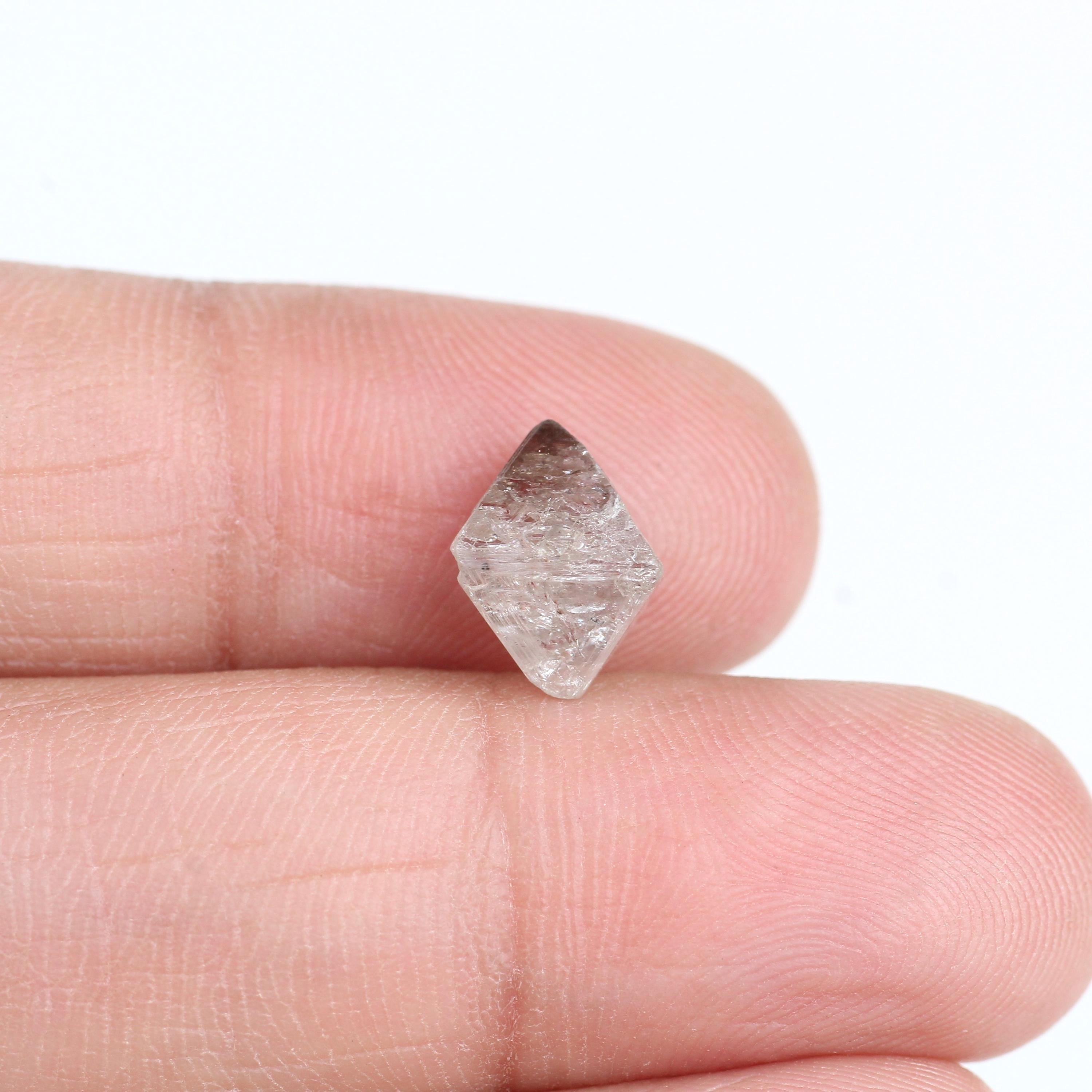 3.15 Carat Natural Light Purple Pink Octahedron Rough Diamond 8.1 MM