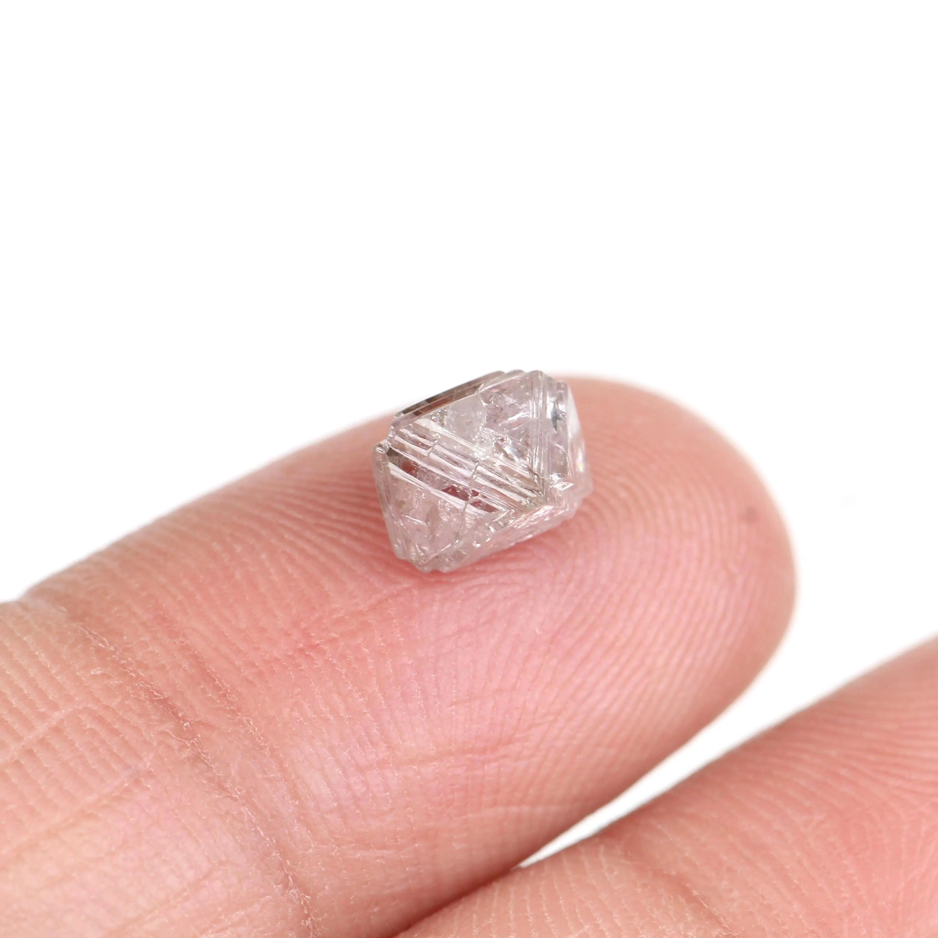 1.78 Carat Natural Pink Purple Raw Rough Octahedron Loose Diamond 6.7 MM