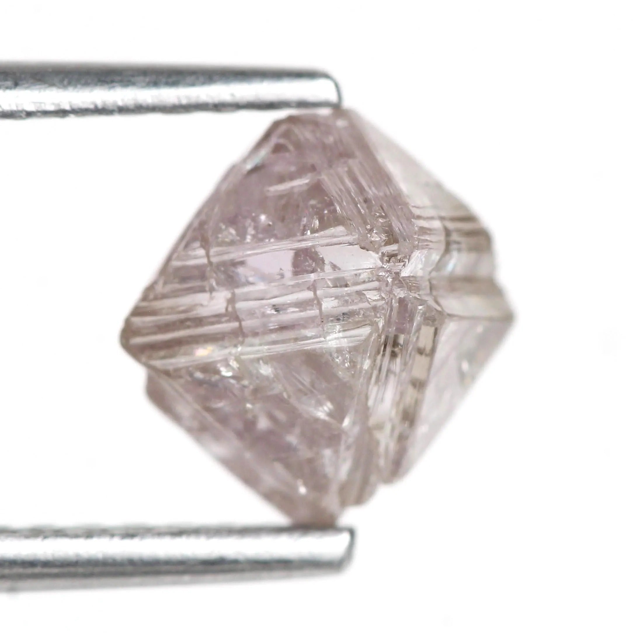 1.78 Carat Natural Pink Purple Raw Rough Octahedron Loose Diamond 6.7 MM