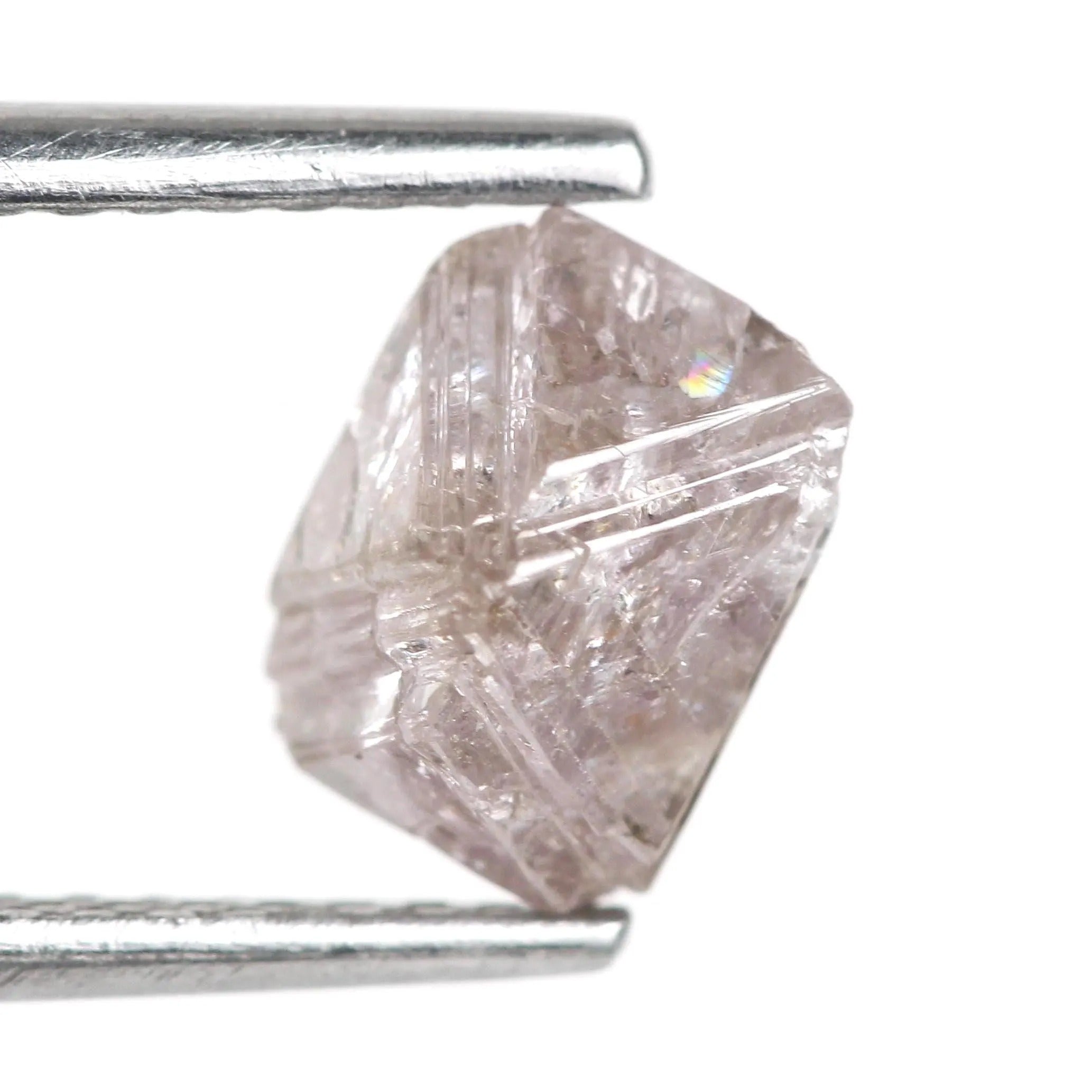 1.78 Carat Natural Pink Purple Raw Rough Octahedron Loose Diamond 6.7 MM