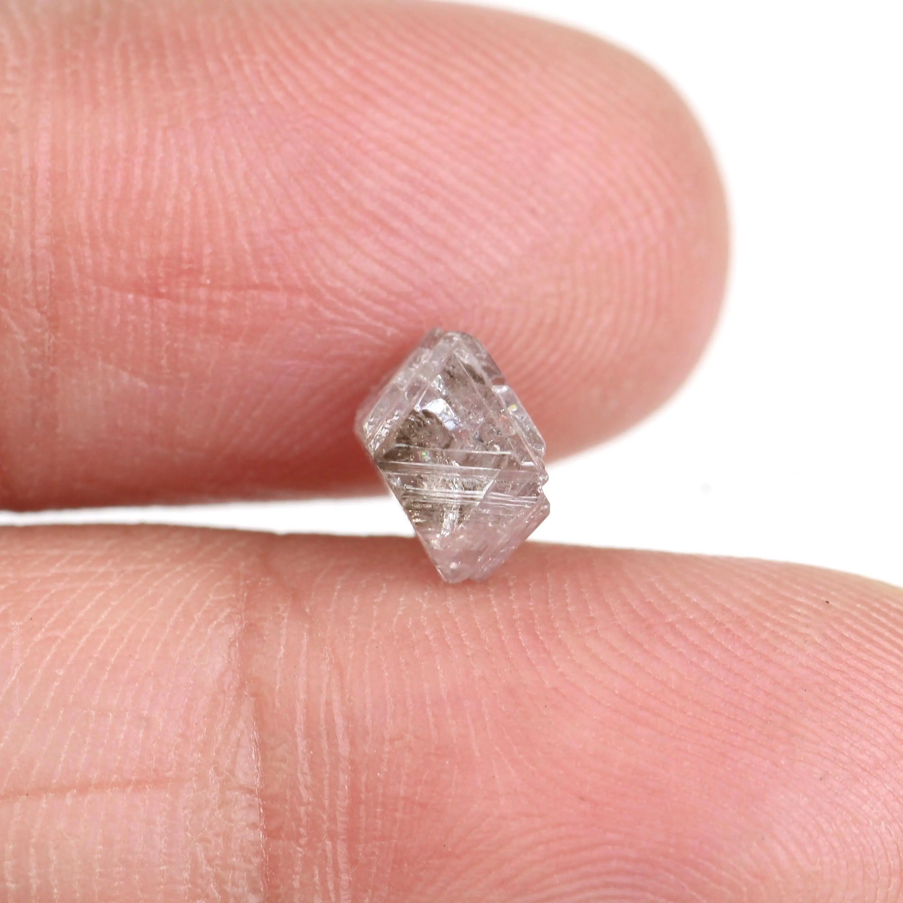 1.78 Carat Natural Pink Purple Raw Rough Octahedron Loose Diamond 6.7 MM