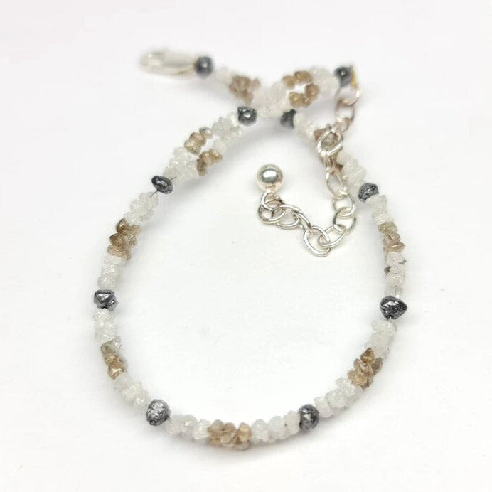 Natural White Brown Rough Diamond Beads