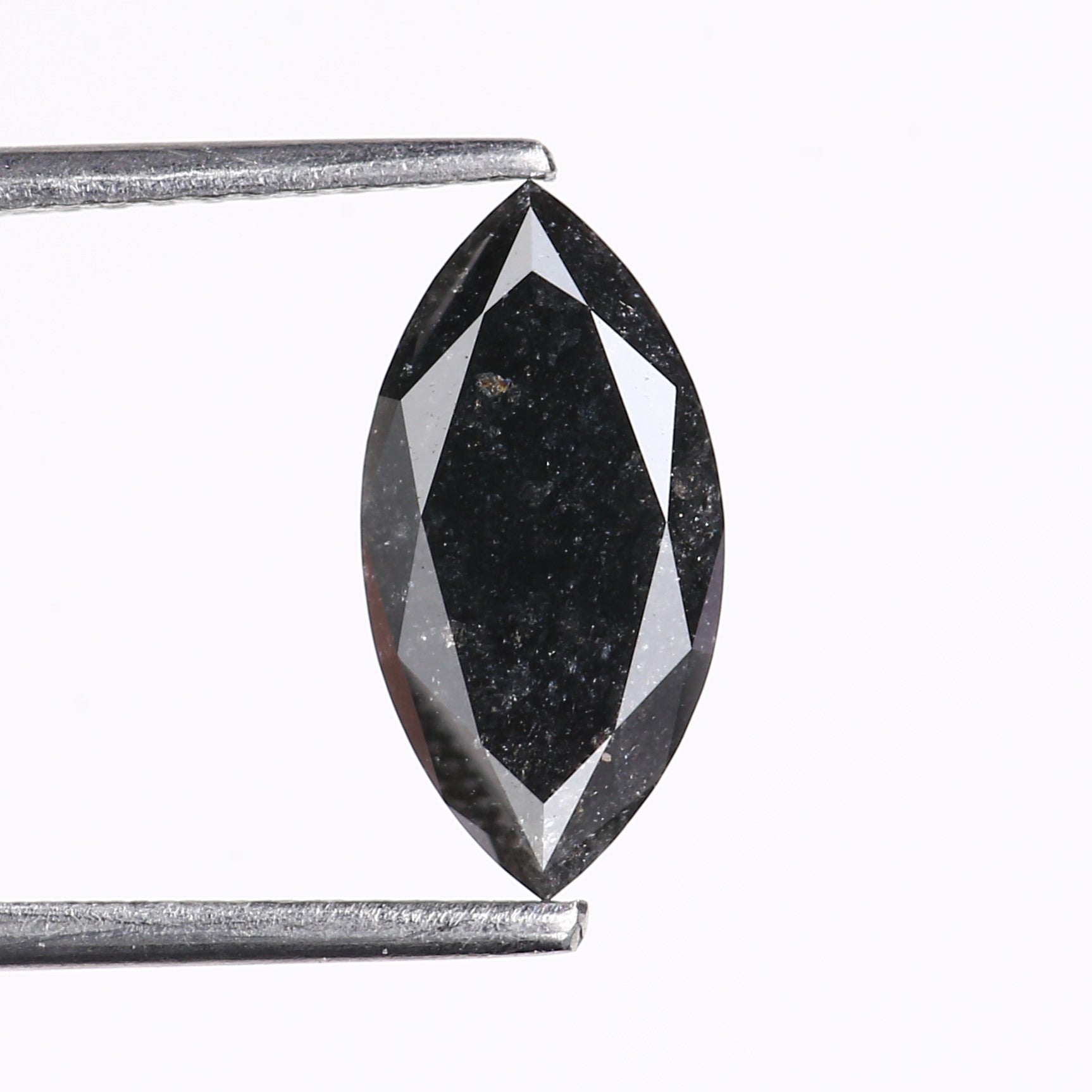 1.89 Carat Natural Black Marquise Cut Salt and Pepper Diamond 11.99 MM