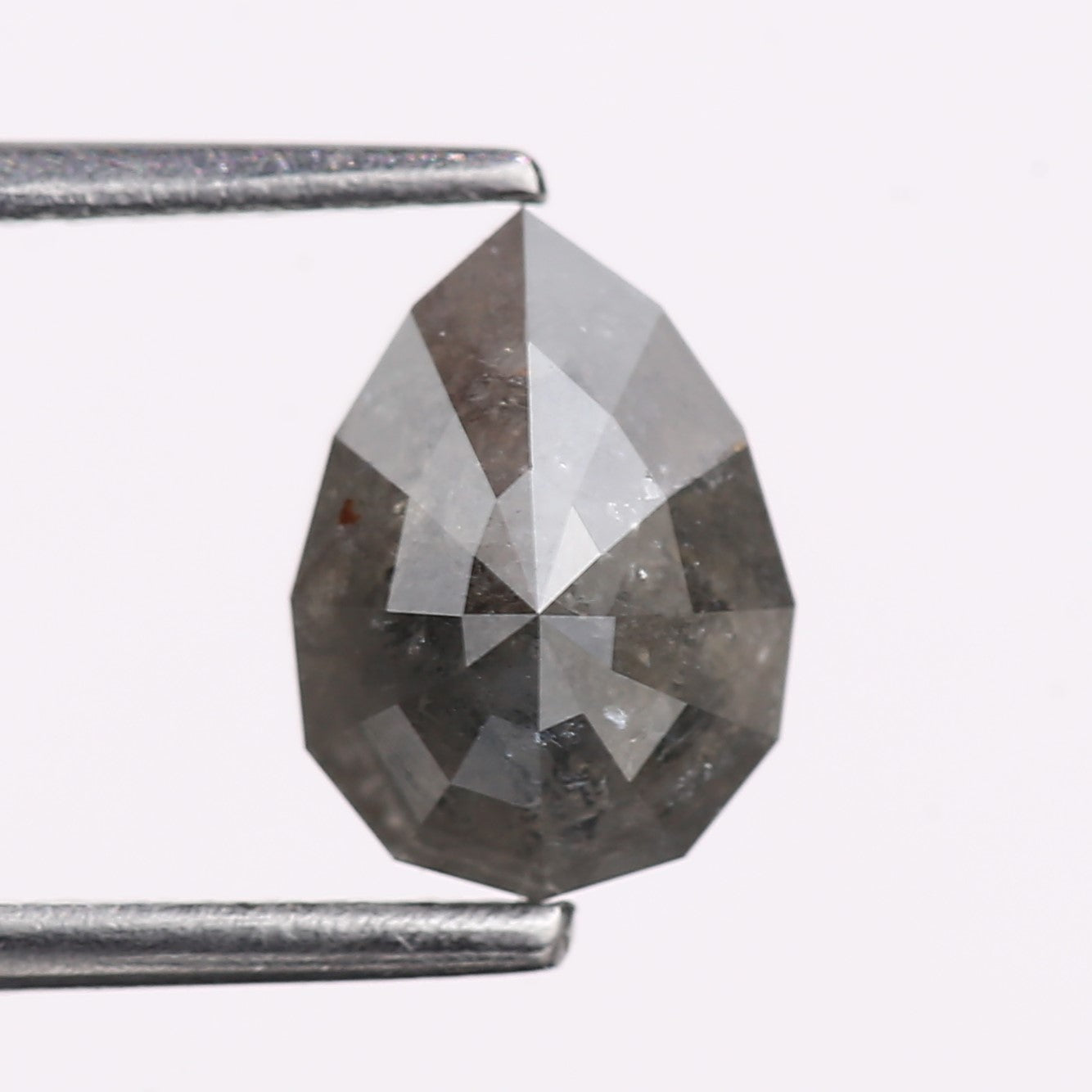 1.84 Carat Natural Black Pear Cut Salt And Pepper Diamond 8.50 MM