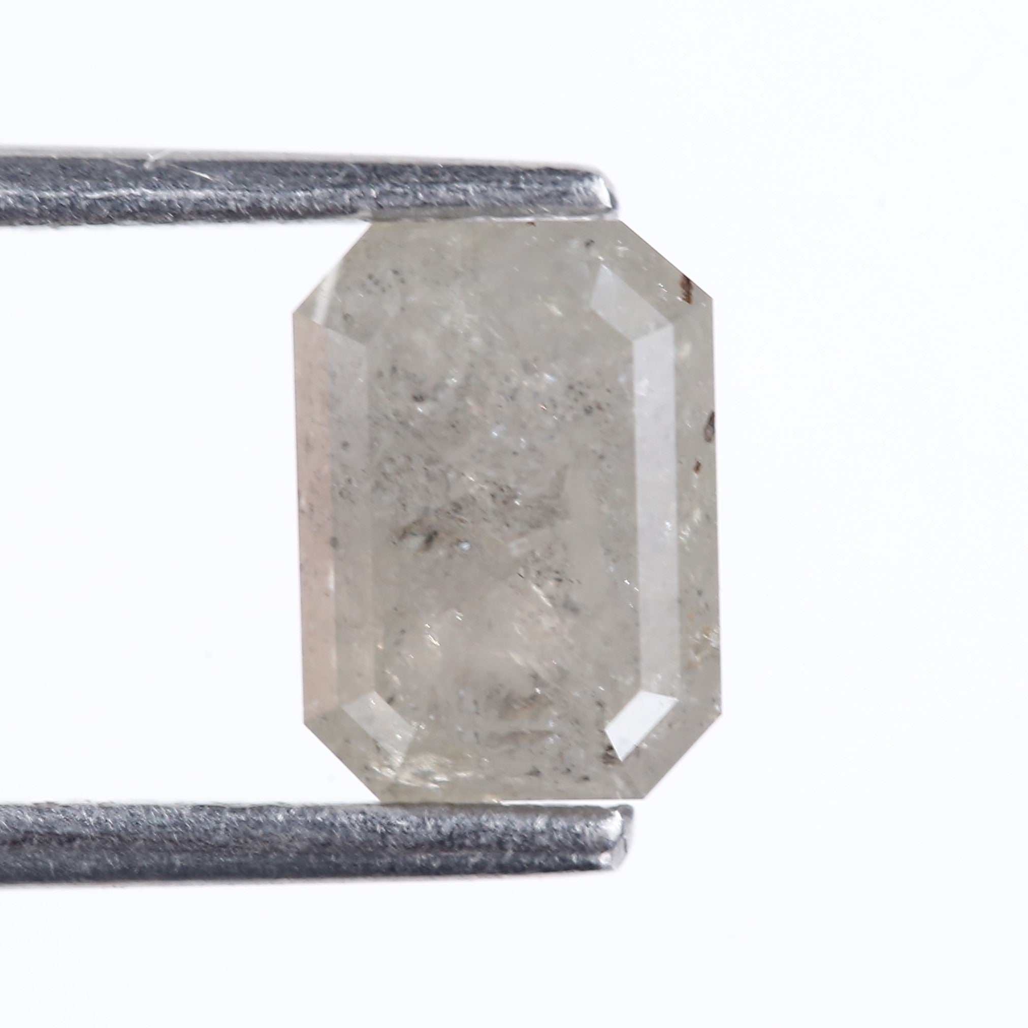 1.49 Carat Natural Gray Emerald Cut Salt And Pepper Diamond 7.31 MM