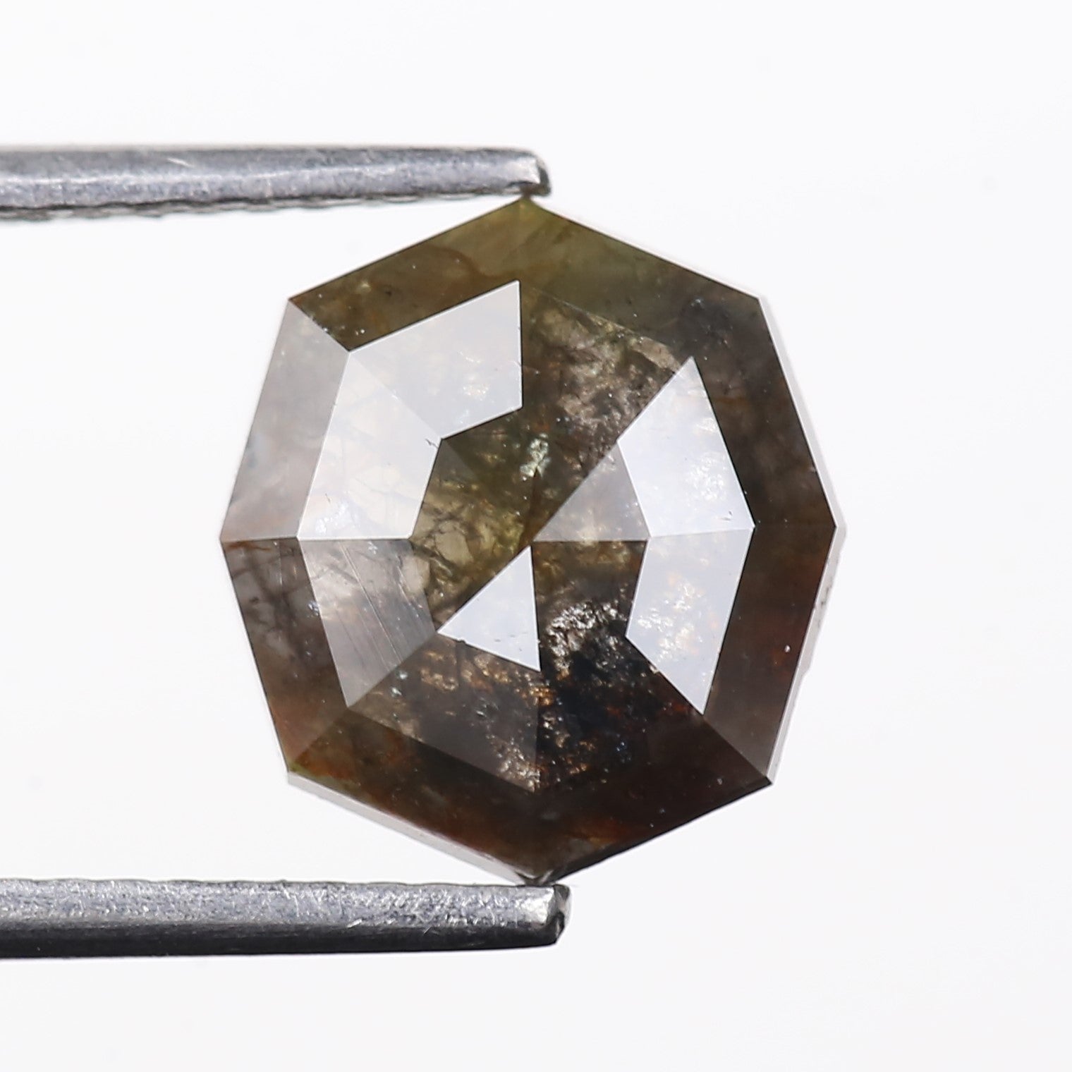 2.01 Carat Natural Gray Hexagon Cut Salt And Pepper Diamond 9.80 MM