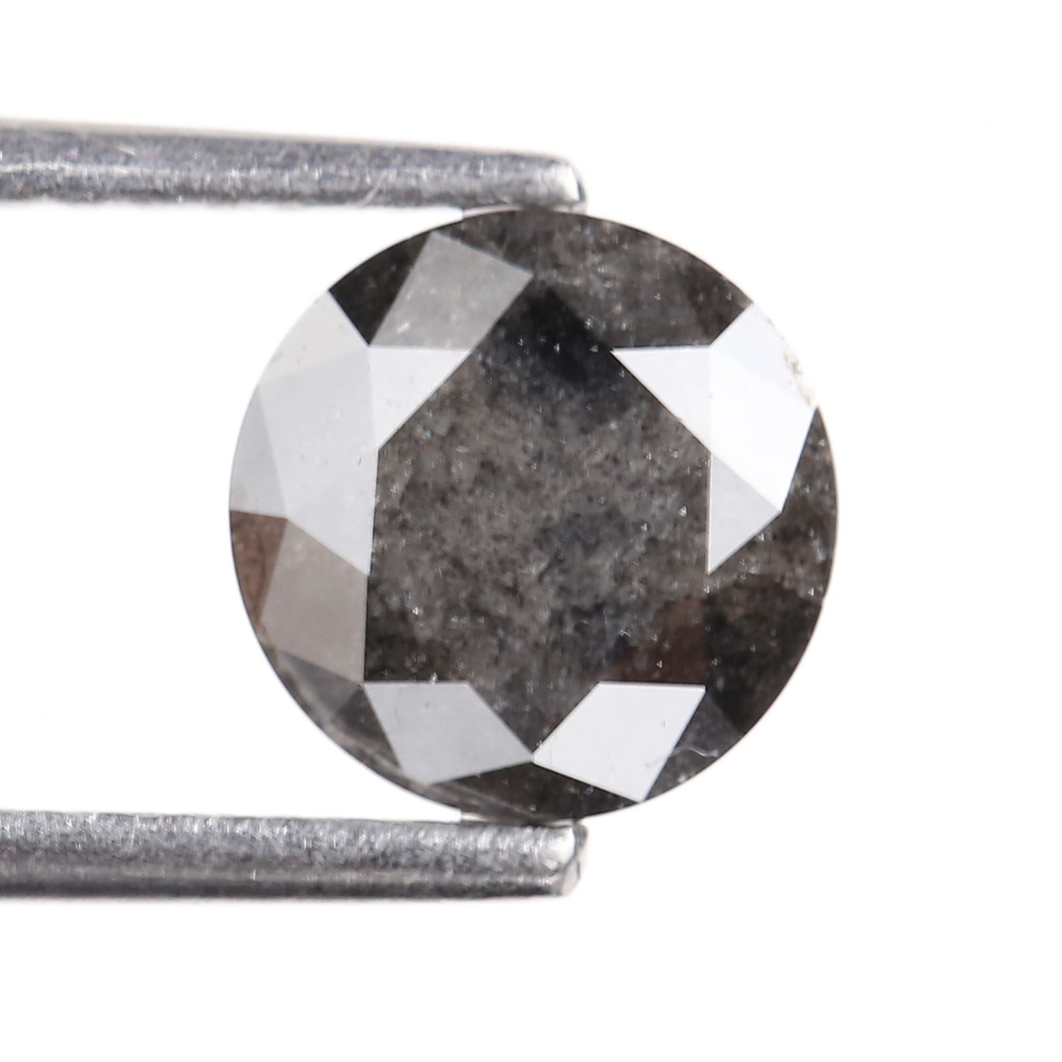 1.28 Carat Natural Gray Round Cut Salt and Pepper Diamond 6.95 MM