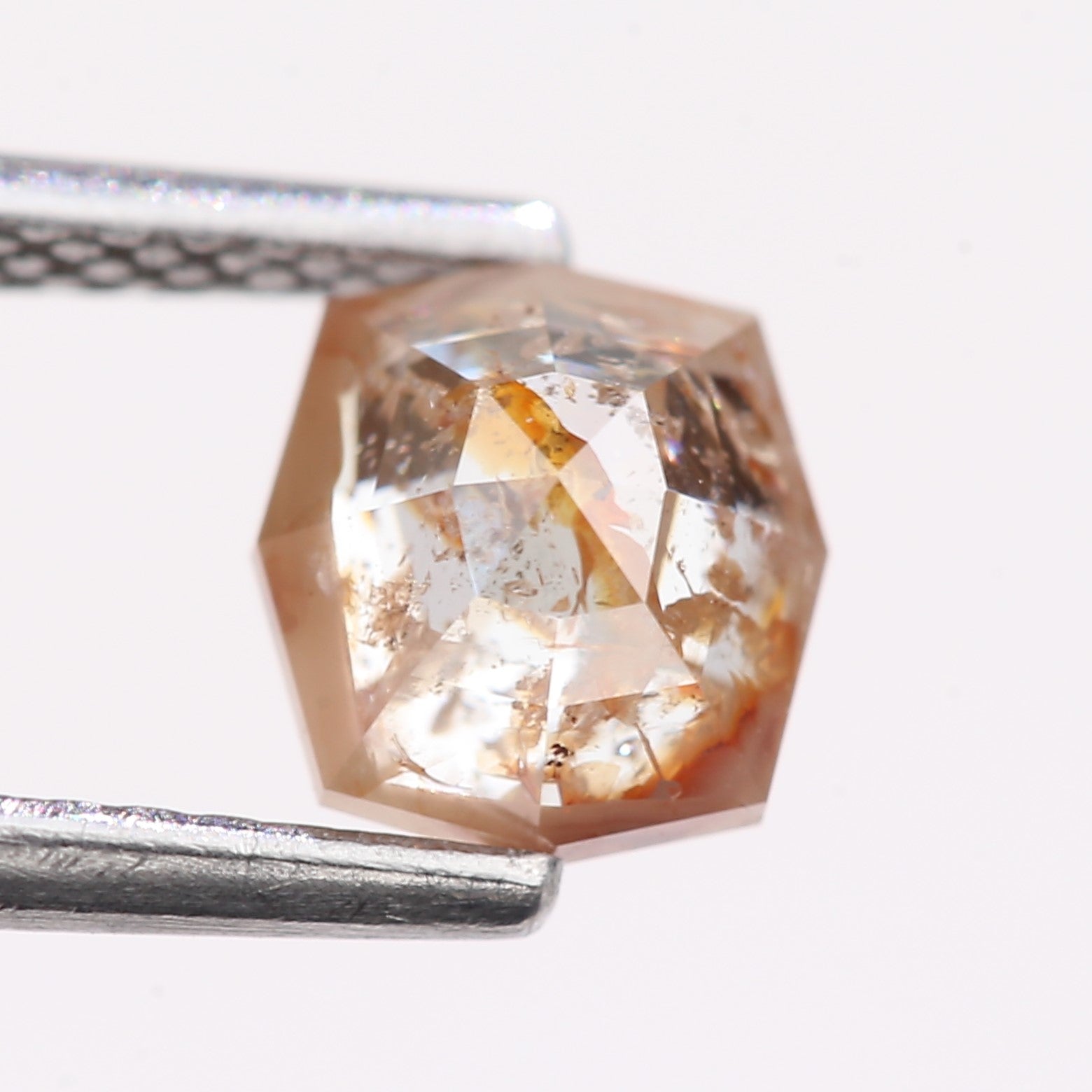1.08 Carat Natural Light Brown Hexagon Cut Salt And Pepper Diamond 6.20 MM