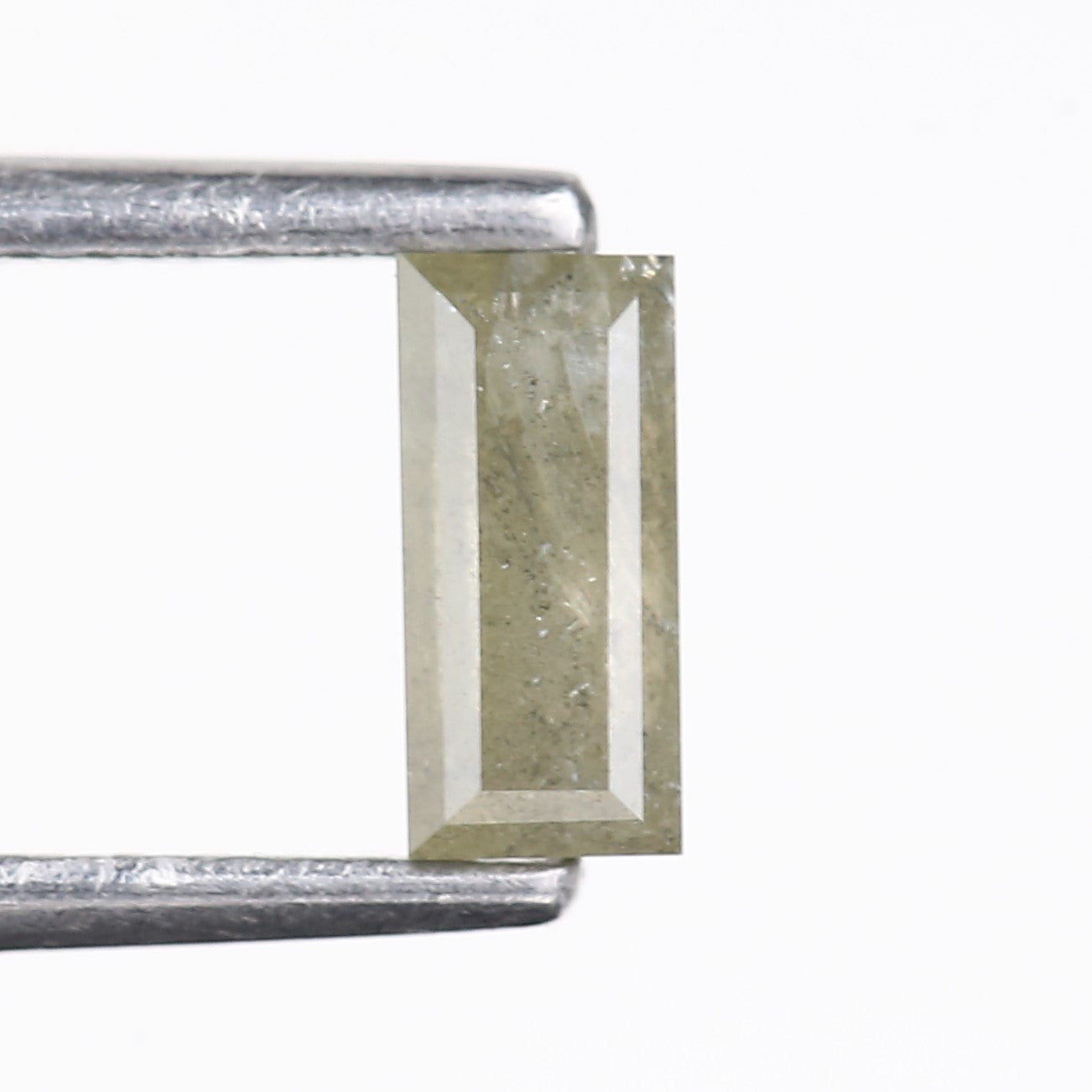 0.49 Carat Natural Light Grayish Green Baguette Cut Salt And Pepper Diamond 6.10 MM