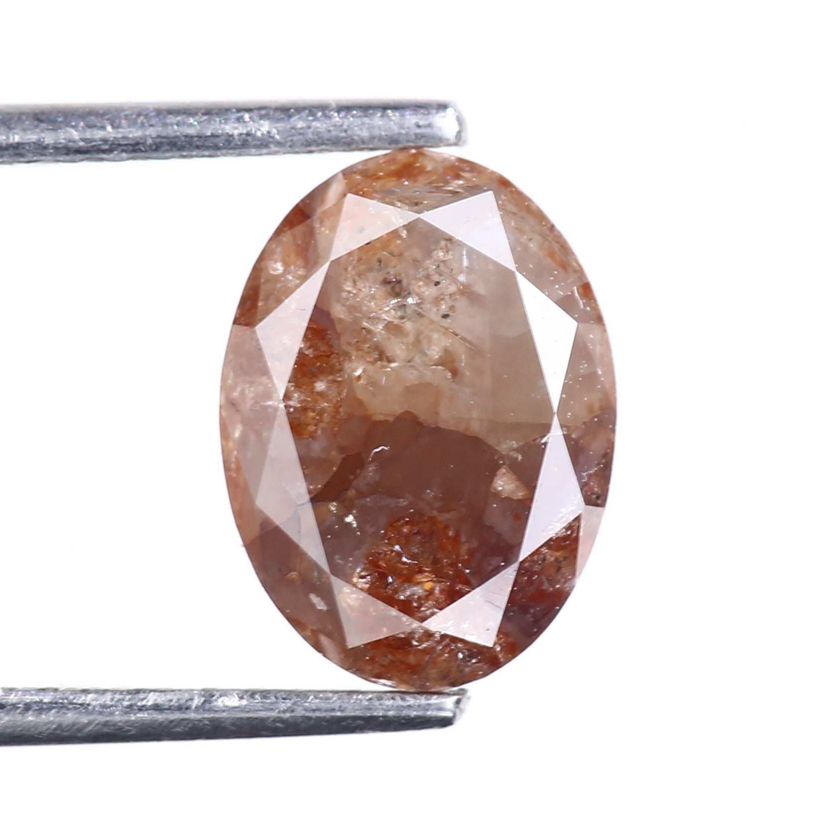 2.55 Carat Natural Orange Red Salt & Pepper Diamond Oval Cut 9.53 MM