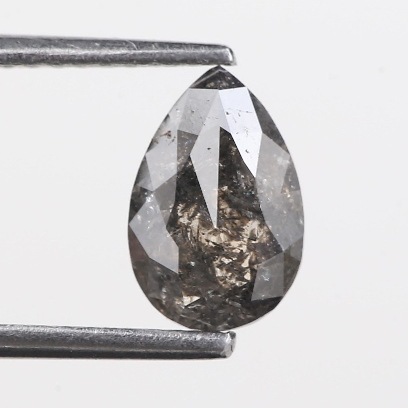 1.22 Carat Natural Salt And Pepper Diamond Grey Pear Cut Diamond 8.50 MM