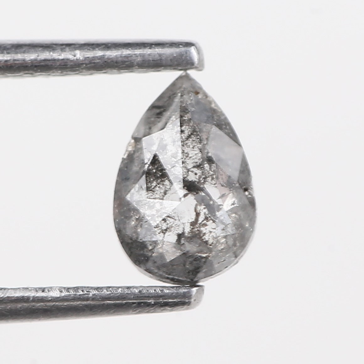 0.42 Carat Natural Salt And Pepper Diamond Pear Cut Grey Diamond 6.14 MM