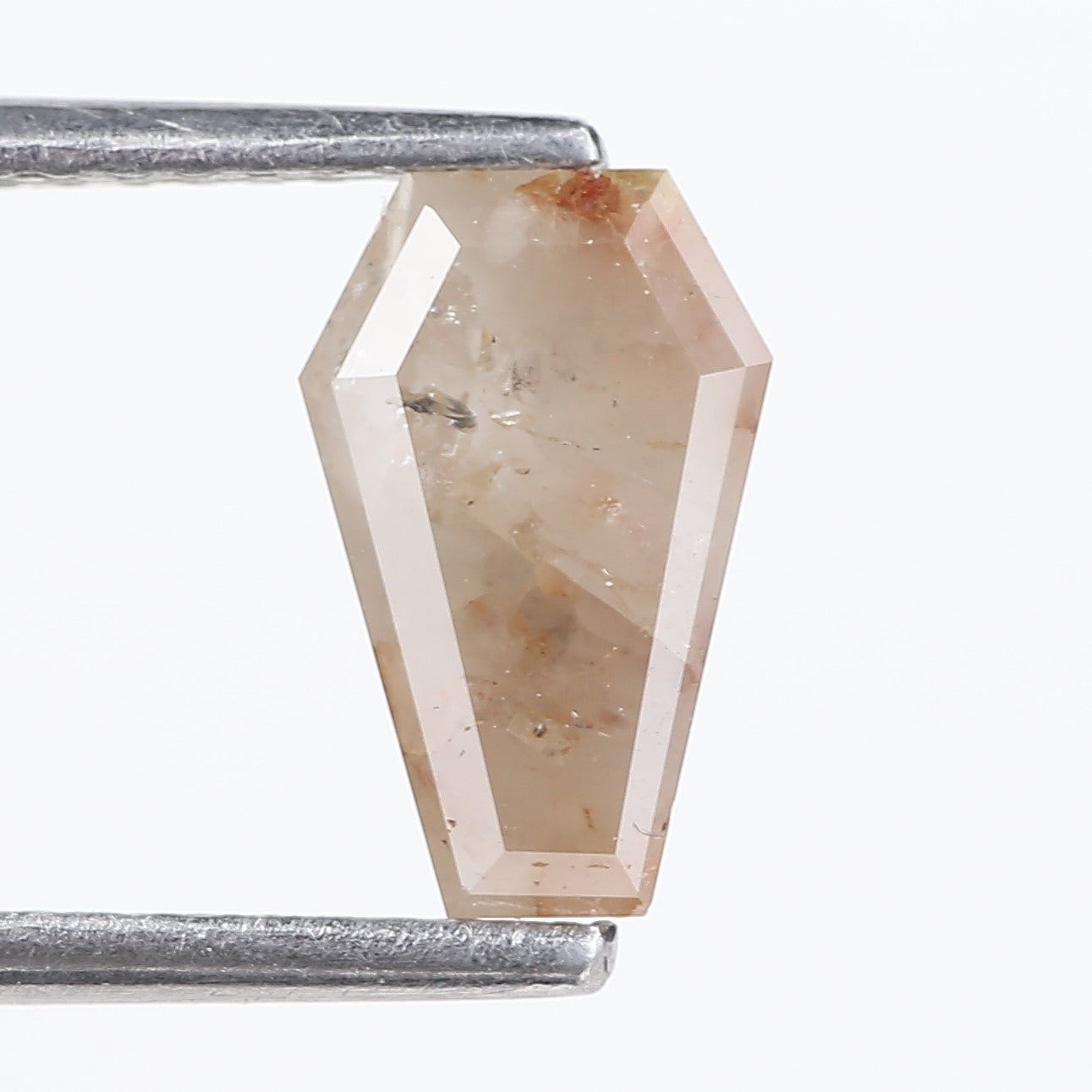 Natural Salt And Pepper Light Peach Coffin Cut Diamond 9.09 MM