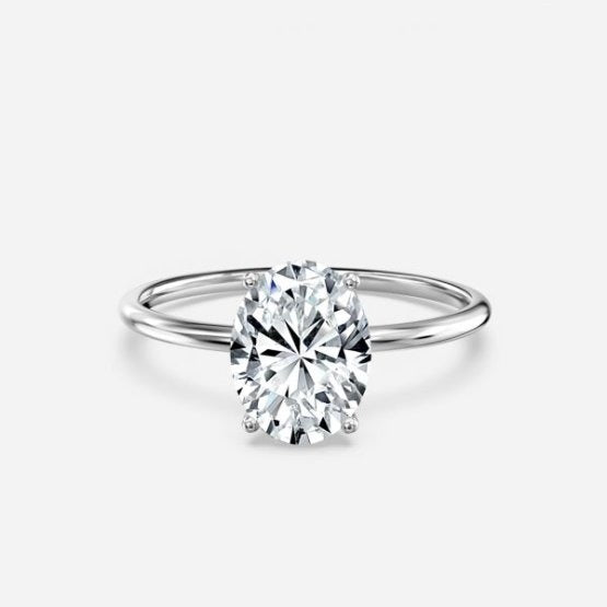 Bdaya Oval Solitaire Engagement Ring 14K / 18K Solid Gold