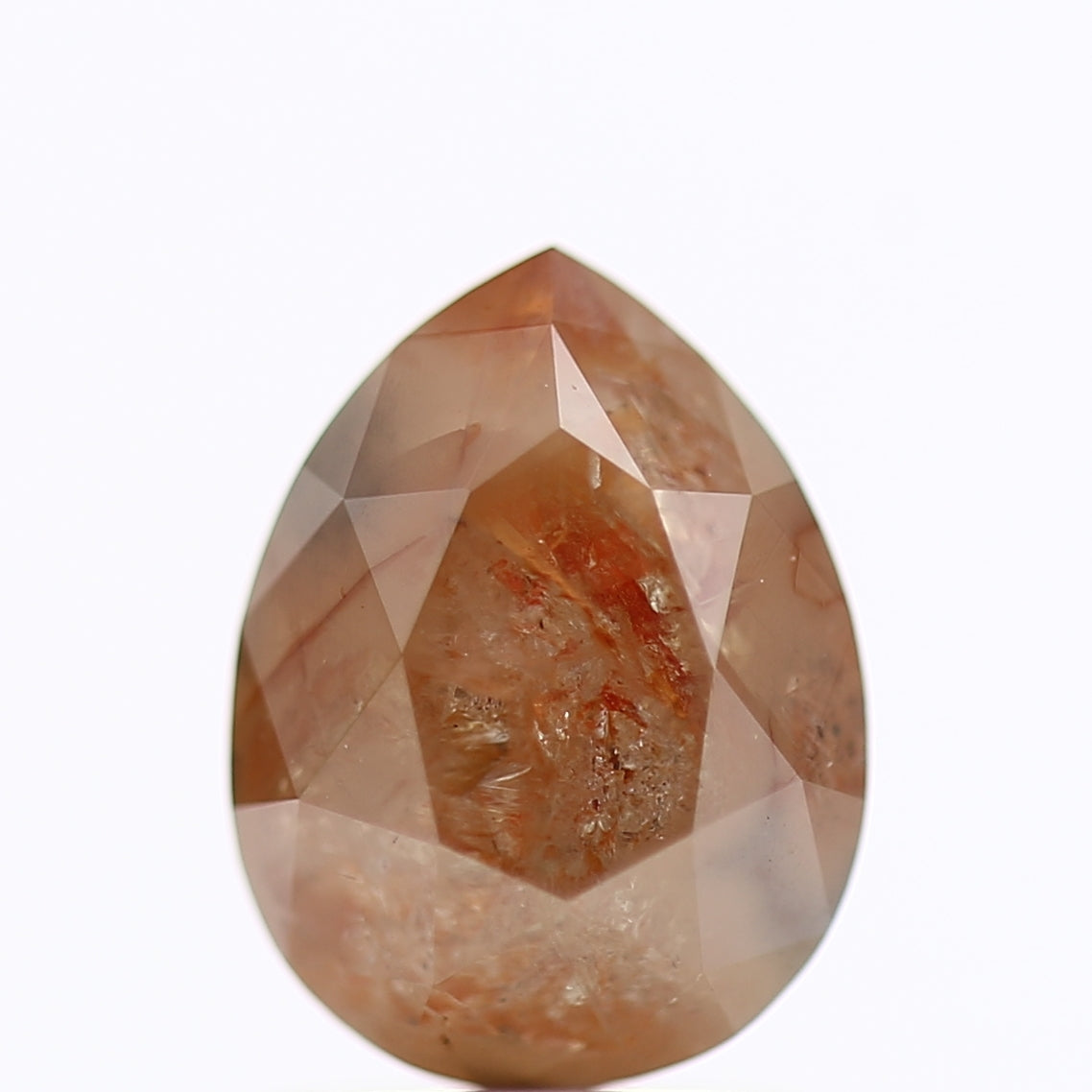 2.12 Carat Pear Cut Orange Salt And pepper Diamond 8.38 MM