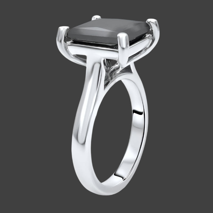 5 Carat Black Princess Cut Solitaire Diamond Engagement Ring 14k White Gold