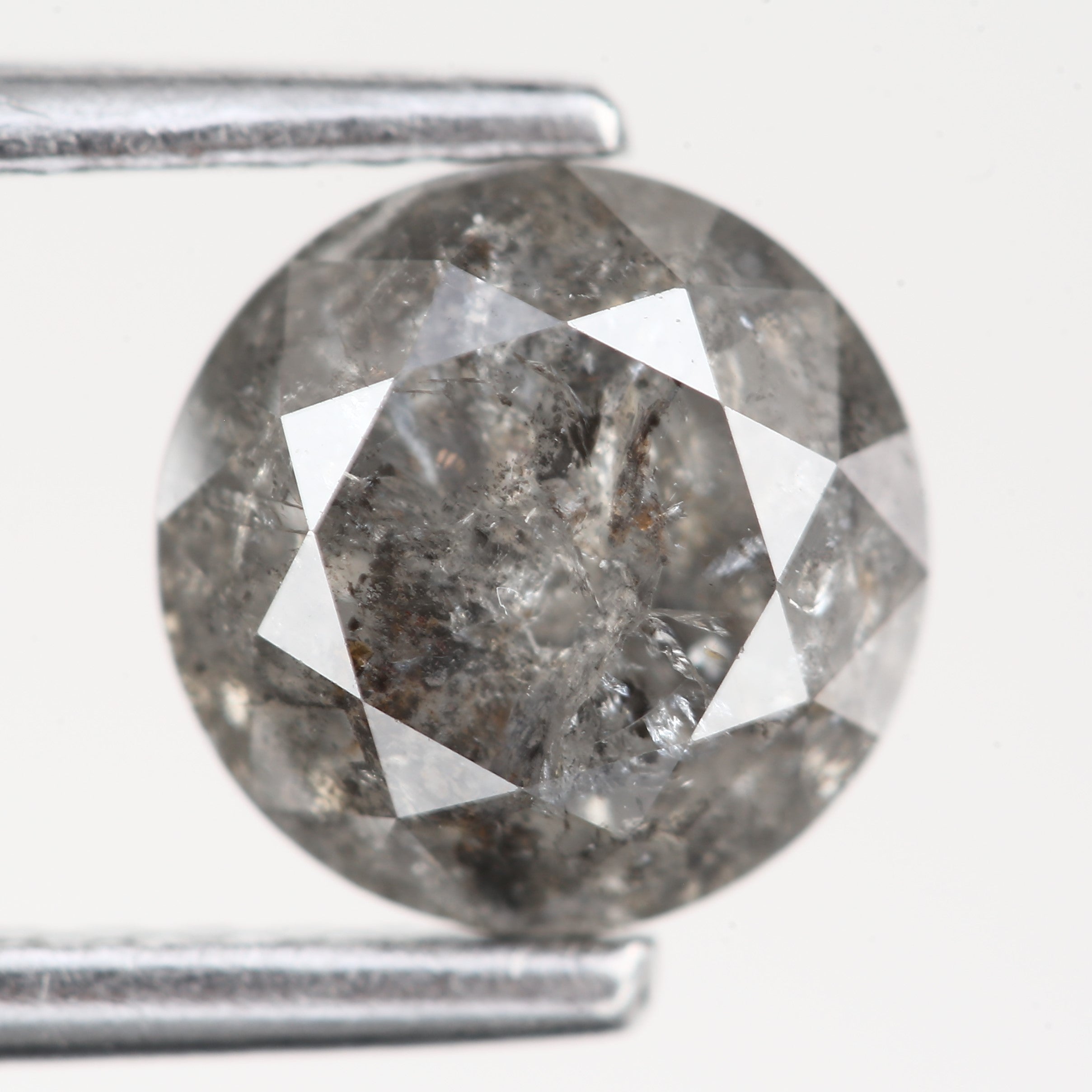 1.36 Carat Natural Fancy Gray Round Salt and Pepper Diamond 6.5 MM