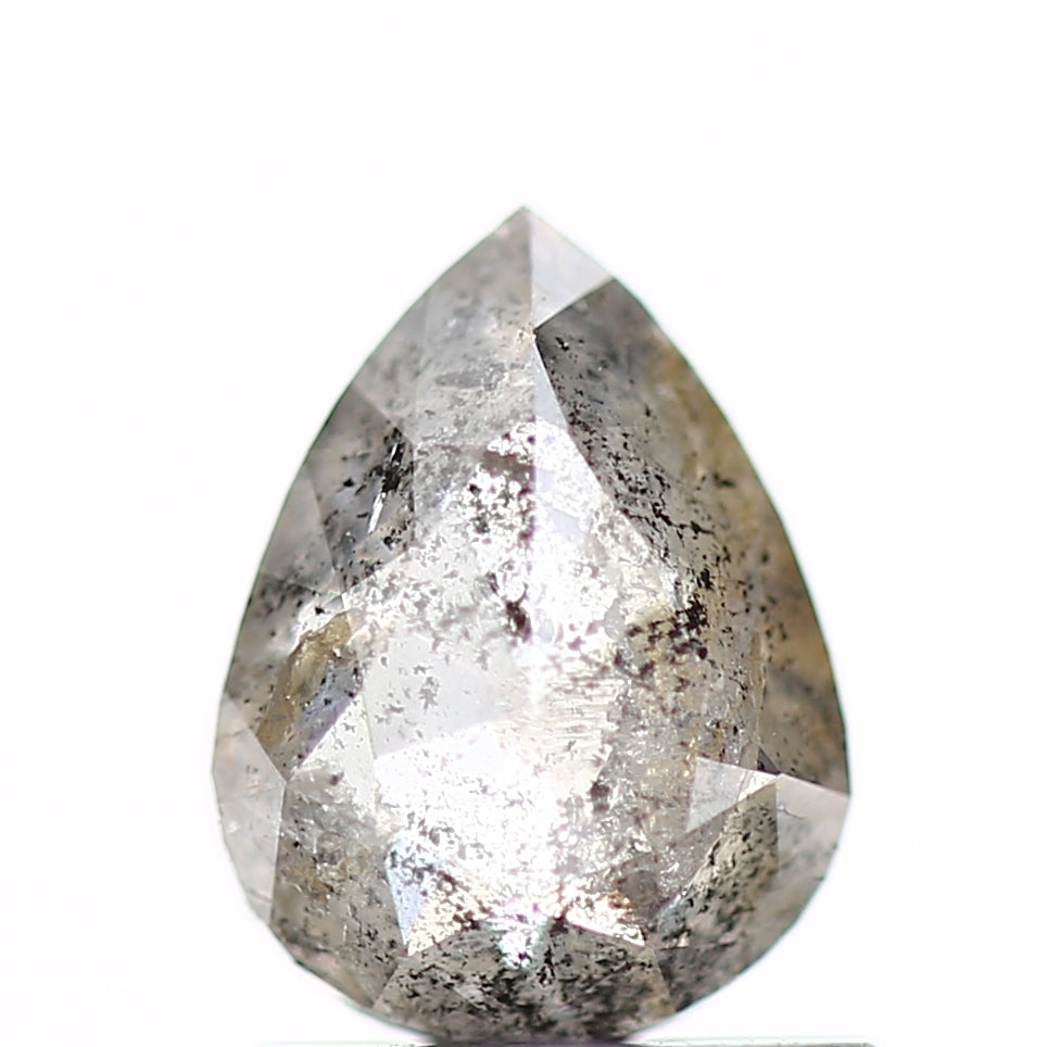 0.85 Carat Rose Cut Salt And Pepper Diamond Pear