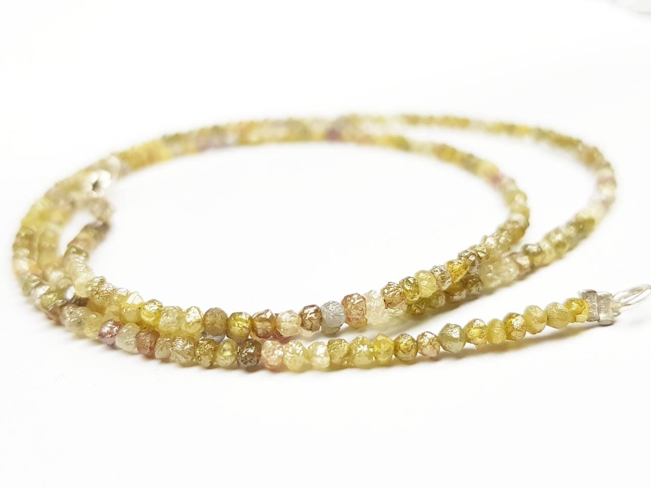 15 Carat Natural Yellow Rough Diamond Beads Necklace With Silver Clap