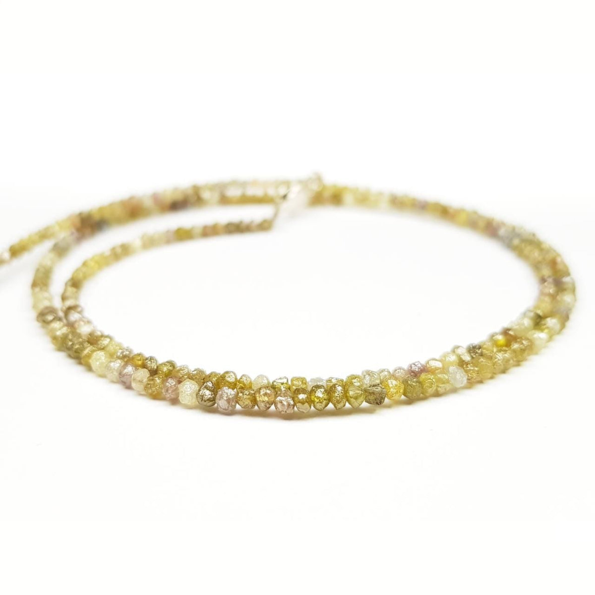 15 Carat Natural Yellow Rough Diamond Beads Necklace With Silver Clap