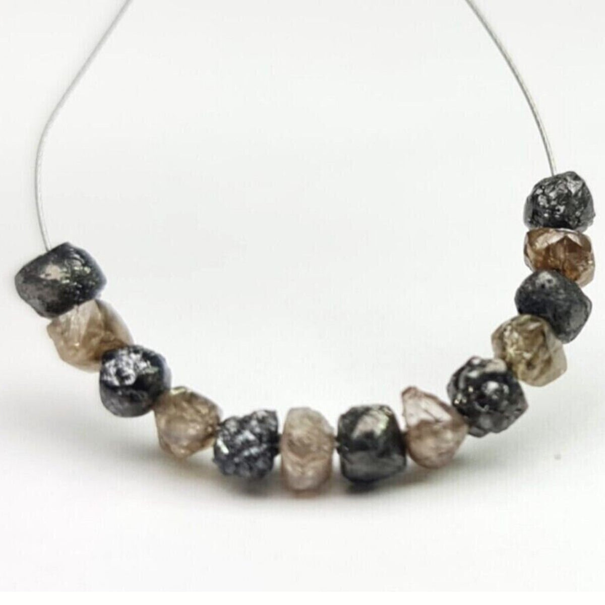 Rough Natural Brown Black Diamond Beads Bracelet Gift for Her 1.5 to 2 mm