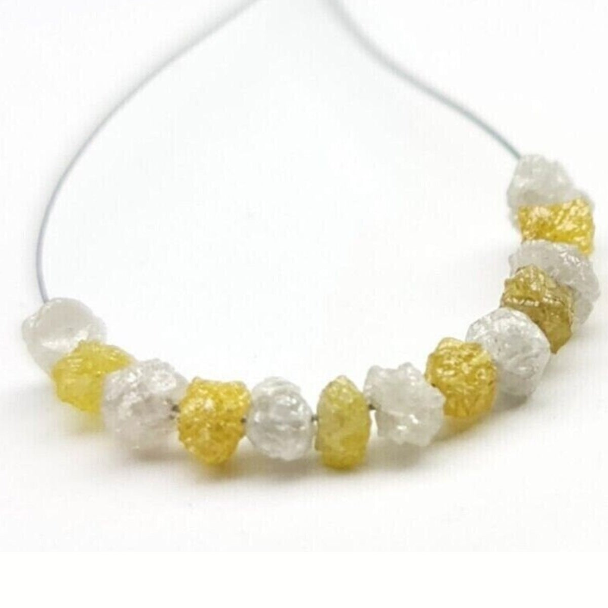 Rough Natural Yellow White Diamond Beads Bracelet 1.5 to 2 mm
