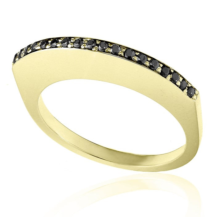 Curve Round Black Diamond Band 14k Yellow Gold - Blackdiamond