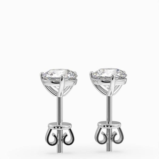 Claw Round Stud Earrings White Gold