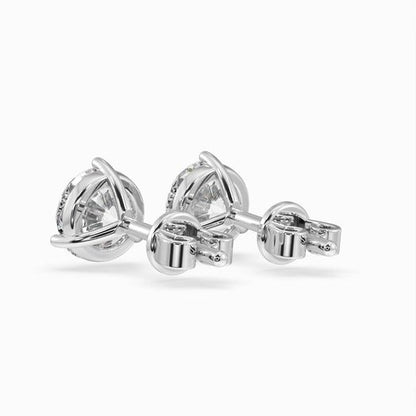 Claw Round Stud Earrings White Gold