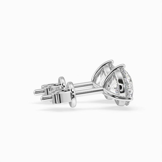 Claw Round Stud Earrings White Gold