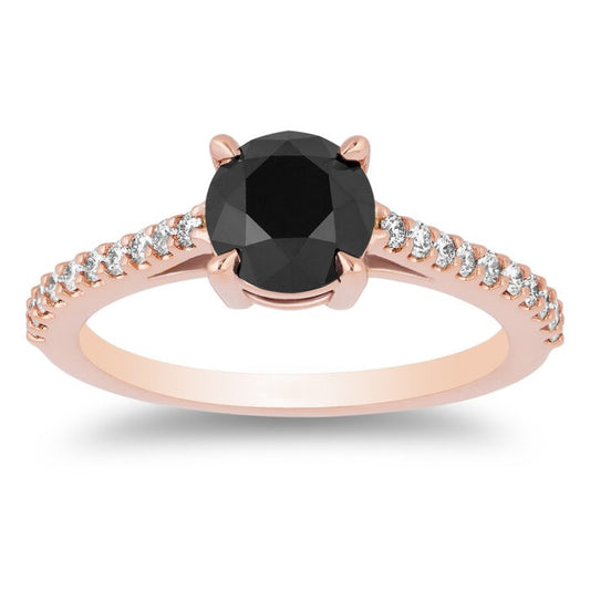 The Tiffany Round Black and White Diamond Ring - Blackdiamond