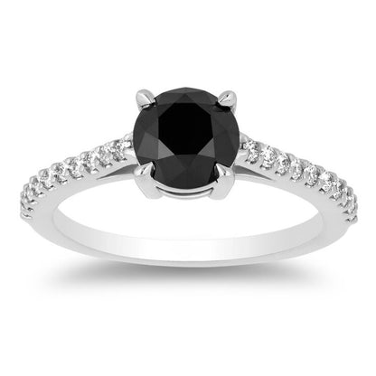 The Tiffany Round Black and White Diamond Ring - Blackdiamond