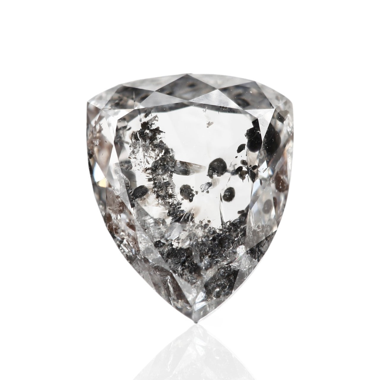 2.40 Carat 9.02 MM Natural Fancy Gray Trillion Salt and Pepper Diamond